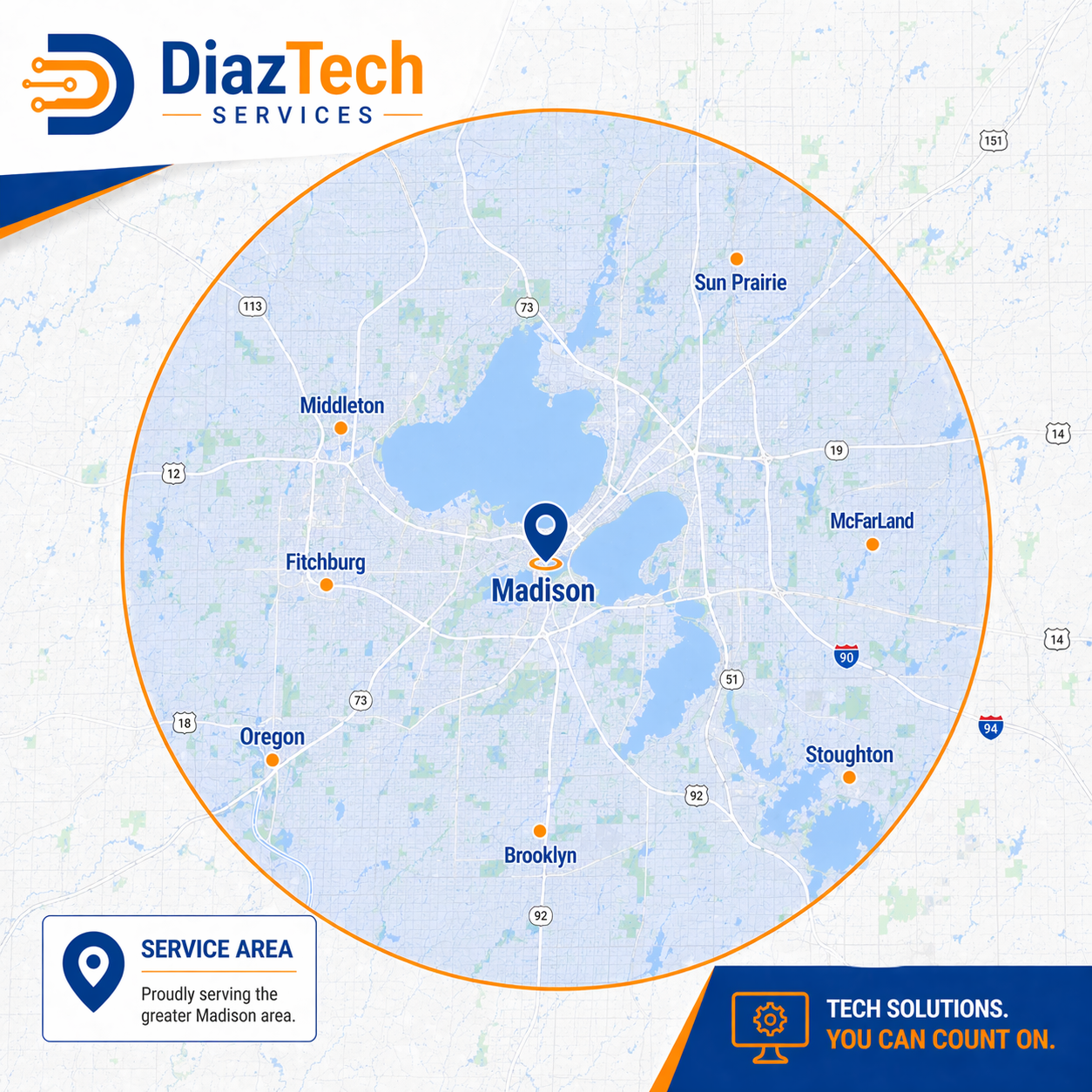 DiazTech local service area map